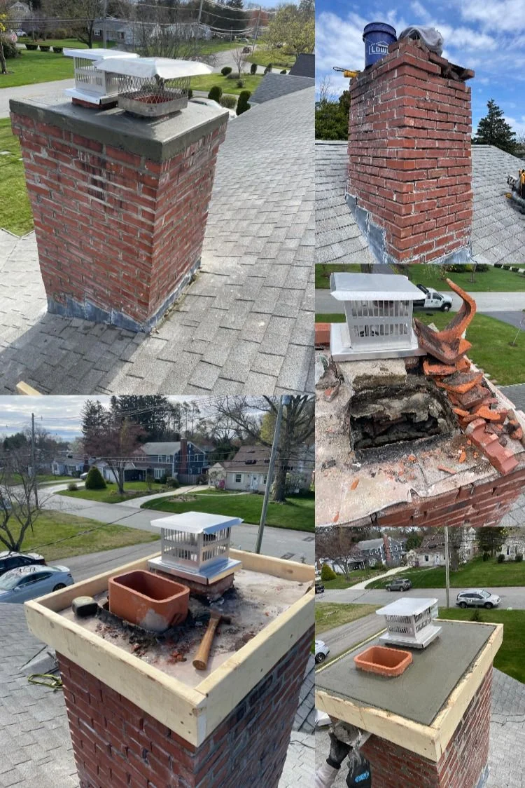 Chimney brick rebuild in progress