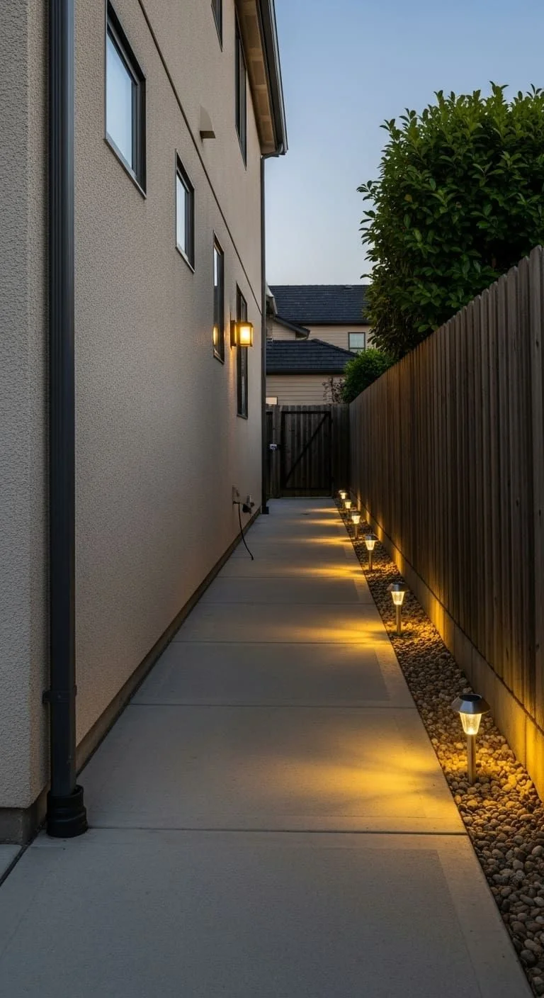 Concrete walkway with lighting