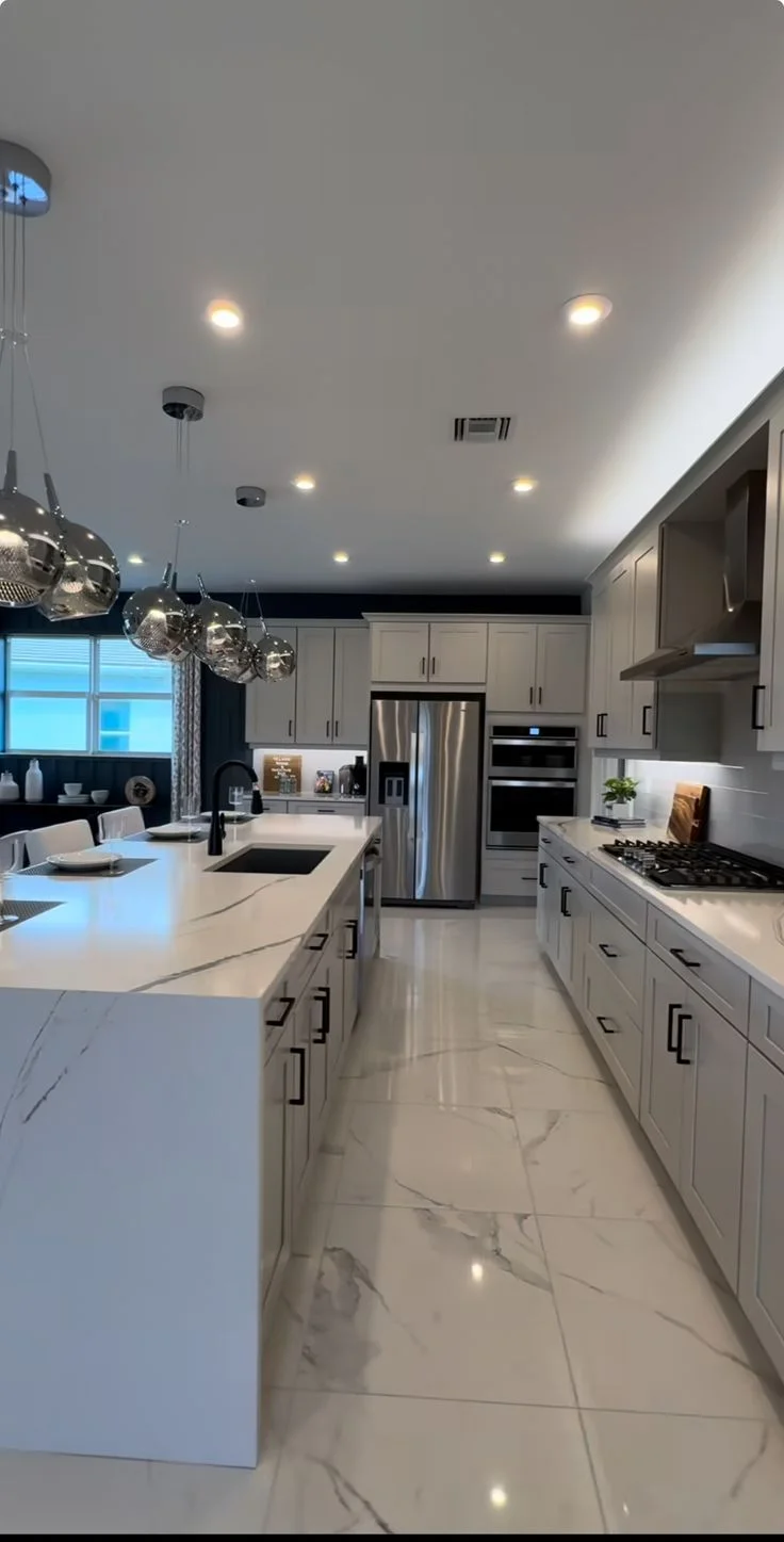 Modern white kitchen with island