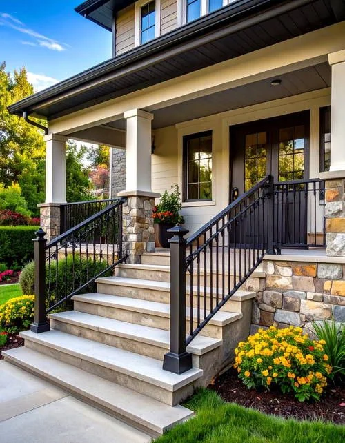 Stone masonry front steps NJ